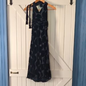 Suzi Chin for Maggy Boutique Navy and Black Halter Maxi Dress